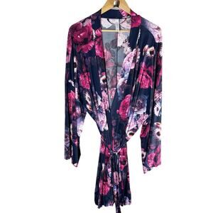 Cacique Dark Florals Soft Sleep Loungewear Robe Size Plus Size 26